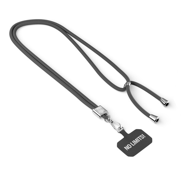 Crossbody, trendy 2-tone cord phone holder made of recycled polyester (rPET) - Black / Silver accessories