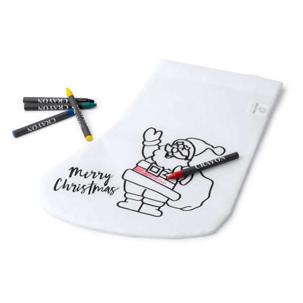 Personalised Christmas stocking non-woven with colouring reindeer design