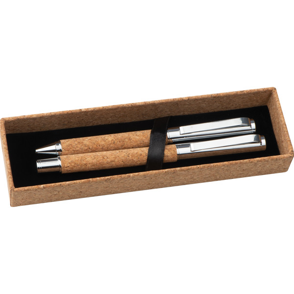 Cork writing set TEOFIL - Brown