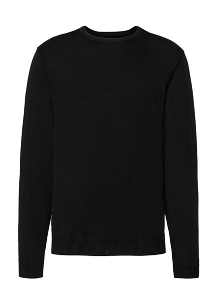 Men's Crew Neck Knitted Pullover - Black / XS