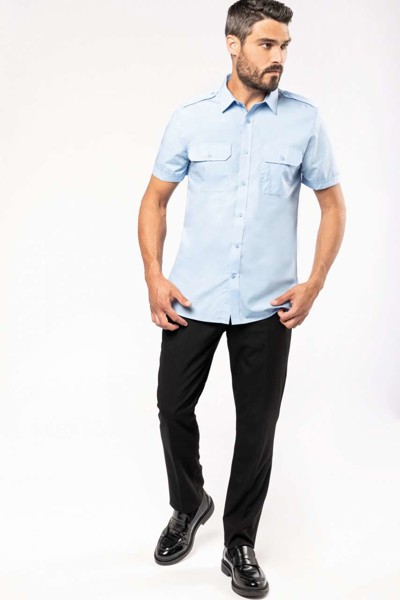 Men's Short-Sleeved Pilot Shirt - White / M