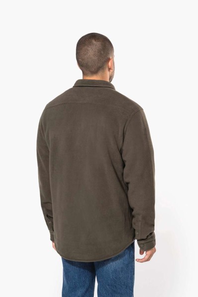 Sherpa-Lined Fleece Overshirt - Dark Khaki / Storm Grey / 4XL
