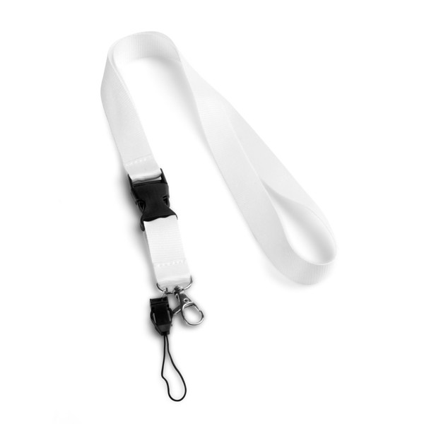 ANQUETIL. Lanyard em poliéster com mosquetão em metal - Branco