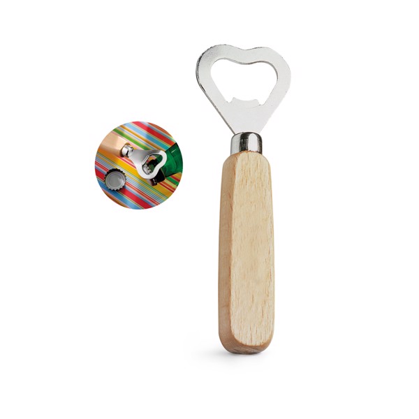 HOLZ. Bottle opener in metal and wood