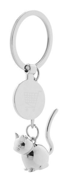 Trolley Coin Keyring Hoinzo, Cat - Silver