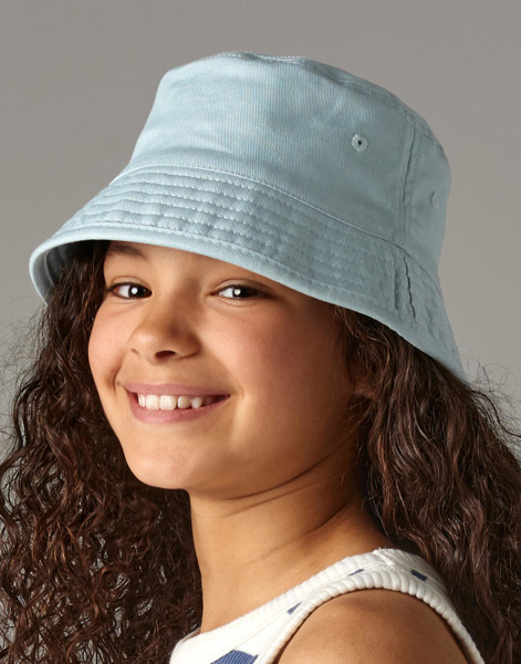 Cappello Bucket Junior In Cotone Organico - Powder Blue / S/M