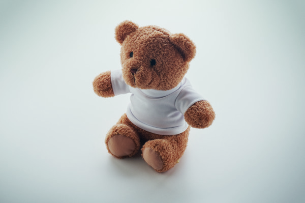 Teddy bear with t-shirt 23 cm Jackie - White