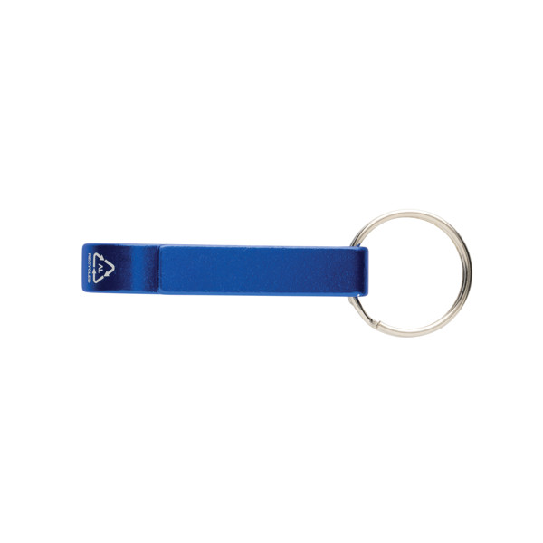 Porte-clés décapsuleur en aluminium recyclé RCS - Bleu