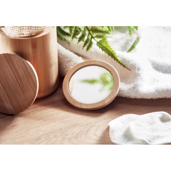 Malay bamboo make-up mirror, magnifying, 120x80 mm