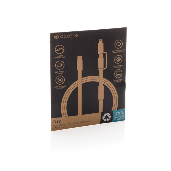 Arc RCS 60W 120 cm 2-in-1 fast charging cable - Grey