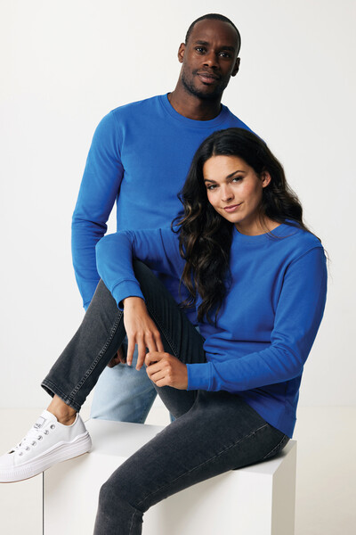 Sweater à col rond en coton recyclé Iqoniq Zion - Bleu Royal / XXL