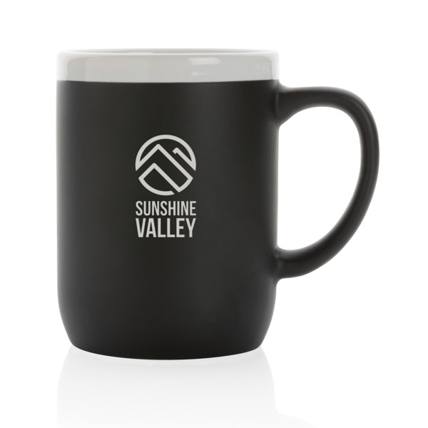 Ceramic mug with white rim 300ml - Black / White