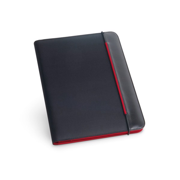 FITZGERALD. A4 folder in PU and 800D with lined sheet pad - Red