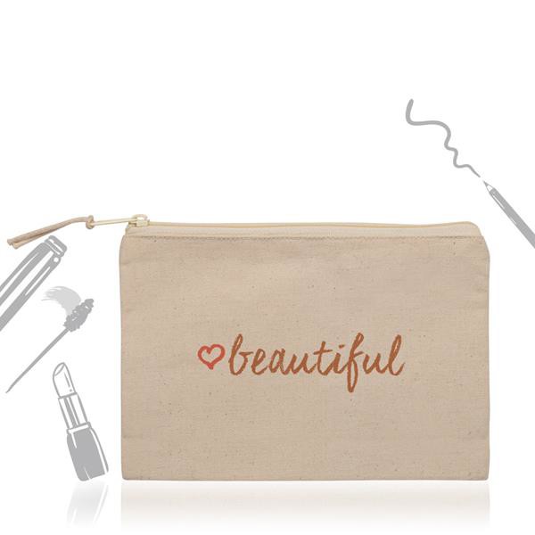 Bolsa Em 100% Algodão Canvas, Com Fecho - Crú