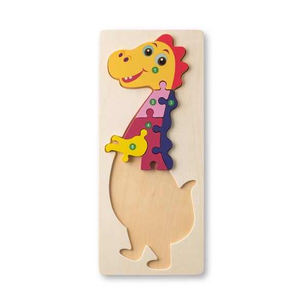 PS - DIPLODOCO. Dinosaur-shaped puzzle in pine plywood