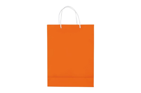 Papirnata vrečka 400x300x120 mm, sijajni zaključek - Oranžna