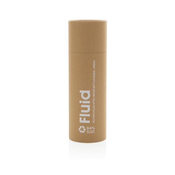 Lahev na vodu Fluid 600ml z RCS recyklované oceli - Zelená