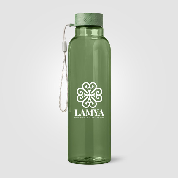 Bouteille Aura rPET avec bracelet de poigne - 710 ml - Vert / Sérigraphie