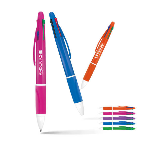 STYLO BILLE 4 COULEURS - Prune