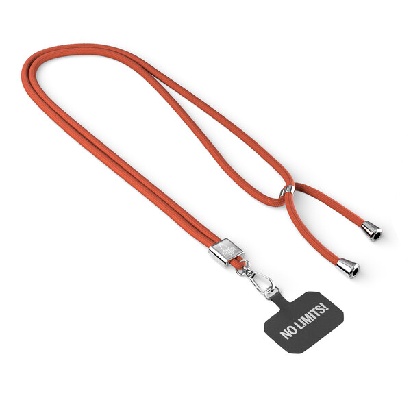 Crossbody, trendy 2-tone cord phone holder made of recycled polyester (rPET) - Orange / Silver accessories