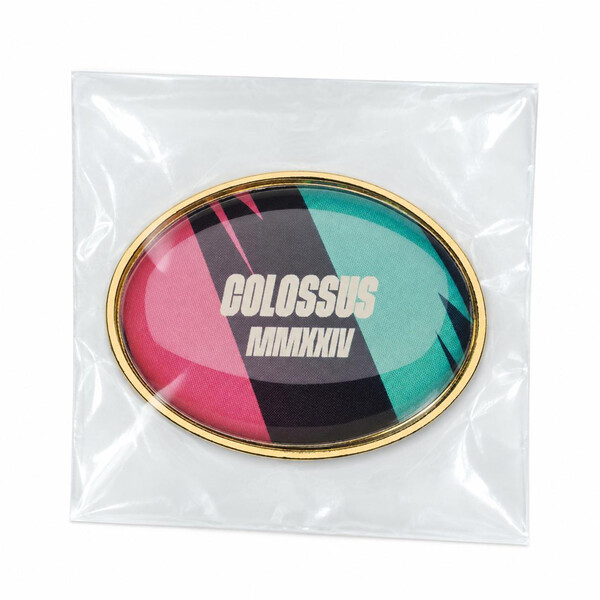 Oval metal lapel pin with doming - Imitation gold