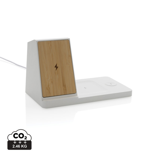 XD - Ontario recycled plastic & bamboo 3-in-1 wireless charger