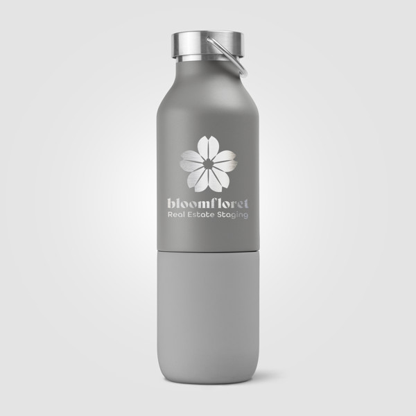 Freya Duo – 2-in-1 590 ml Double-Wall Recycled Stainless Steel Bottle with 325 ml Tumbler - Grey / 4 Colour inkjet