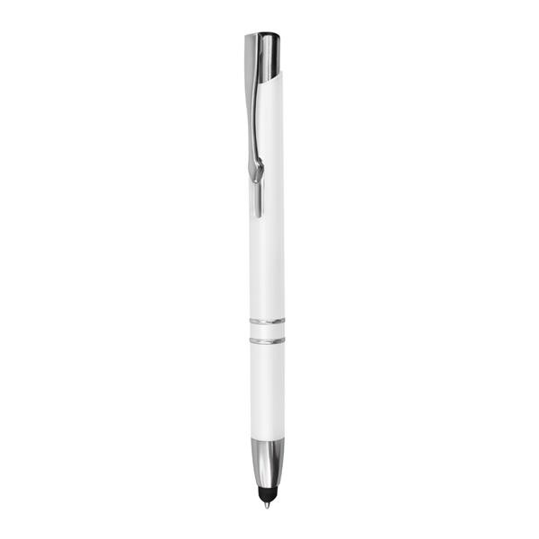 Esferográfica Em Plástico, Com Touch E Clip Em Metal - Branco