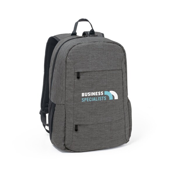 BUSINESS. Mochila para computador portátil em poliéster reciclado 300D - Cinzento Escuro