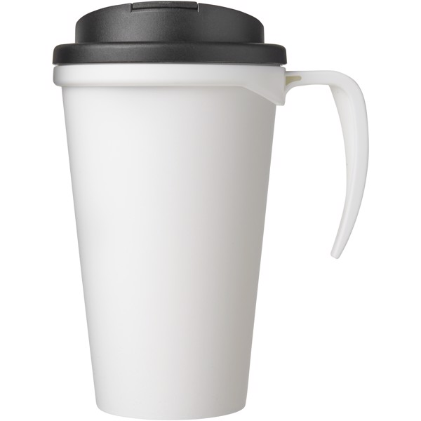 Americano® Grande 350 ml mug with spill-proof lid - Branco / Preto liso