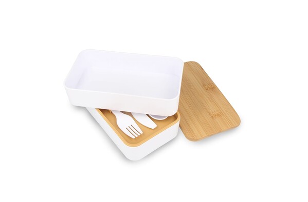 Boîte à lunch Bento R-PP & Bambou - Blanc