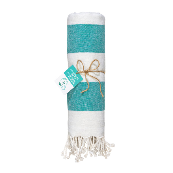 Recycled Cotton Fringed Beach Towel, Size 90X170 Cm - Water