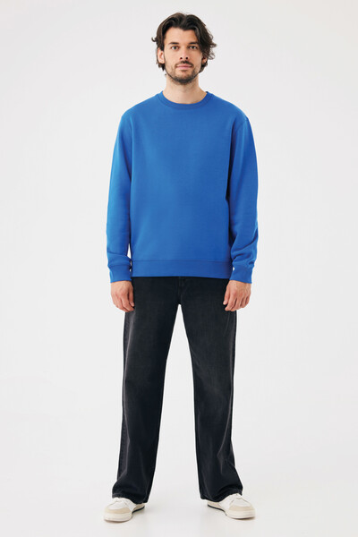 Sweater à col rond en coton recyclé IQONIQ Torla - Bleu Royal / XS