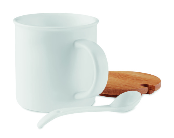 Porcelain mug with spoon Kenya