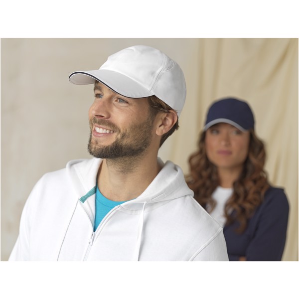 Morion 6 panel GRS recycled cool fit sandwich cap - White