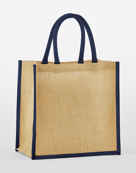 Natural Starched Jute Mini Gift Bag - Natural / Navy / ONE SIZE