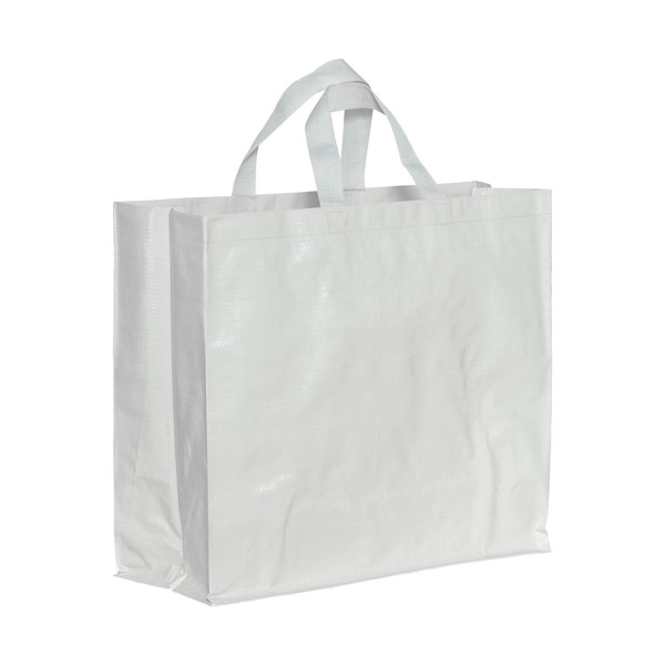 Shopper In Pp  Riciclato Laminato 120G/M2, Manici Corti E Soffietto - Bianco