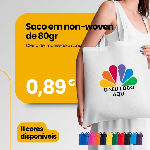 Saco em non-woven com impressão a cores