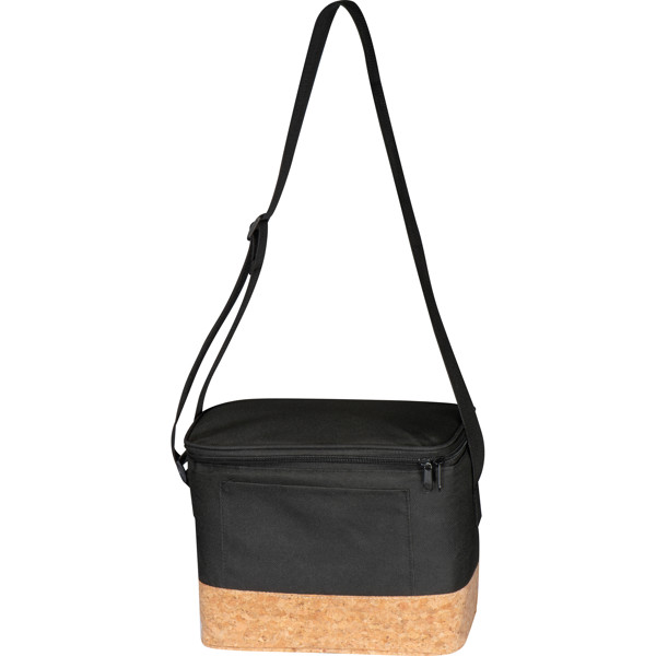 Polyester cooler bag with cork bottom ANNELIESE - Black