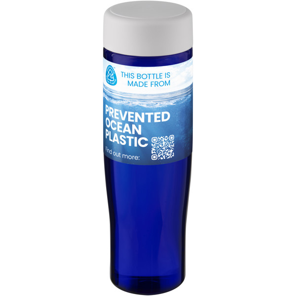 Bouteille d'eau H2O Active® Eco Tempo de 700 ml avec couvercle vissé - Blanc / Bleu