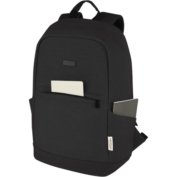 Sac à dos anti-vol pour ordinateur portable Joey de 18 L en toile recyclée GRS 15,6 pouces - Noir
