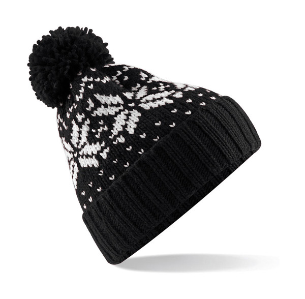 Fair Isle Snowstar® Beanie - Black / White / ONE SIZE