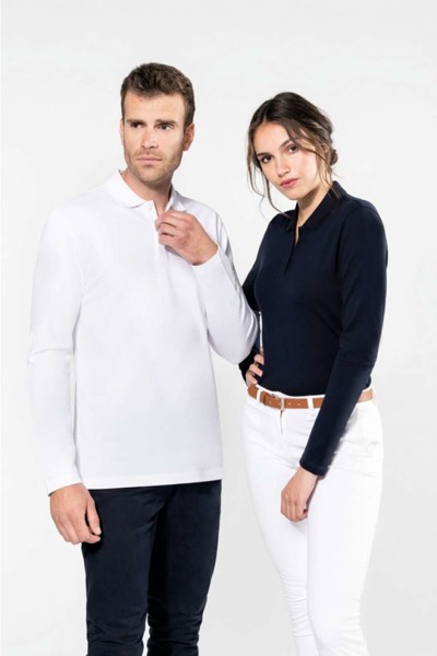 Ladies' Long-Sleeved Supima® Polo Shirt - White / XL
