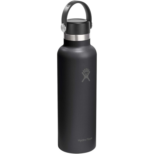 Hydro Flask Standard Mouth 621 ml insulated stainless steel water bottle with straw cap - Black