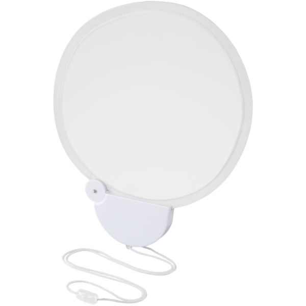 Breeze foldable hand fan with cord - White