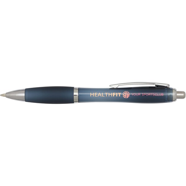 Stylo bille en plastique recyclé RCS avec corps et grip colorés (encre noire) Nash - Bleu hale