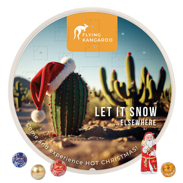 Advent calendar round, cardboard cover white, Lindt mixture