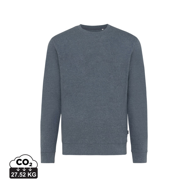 Pull à col rond en coton recyclé non teinté Iqoniq Denali - Heather Navy / XL
