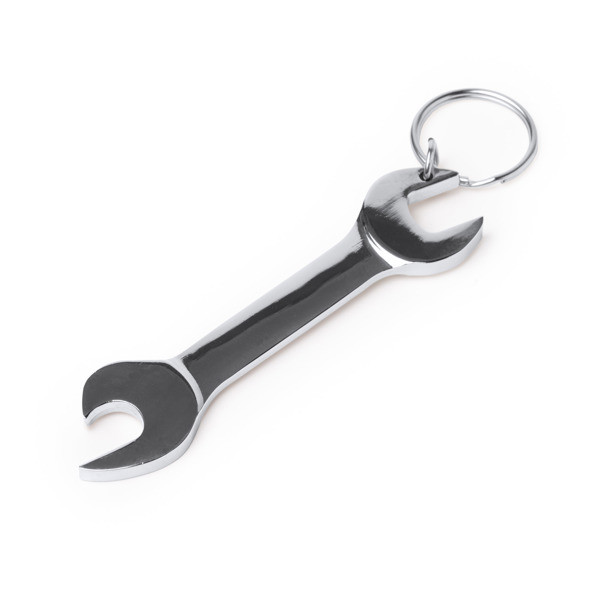 Llavero personalizado de metal con forma de llave inglesa y abridor
