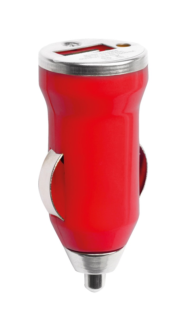 Usb Car Charger Hikal - Red / Silver